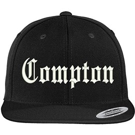 Trendy Apparel Shop Compton City Old English Embroidered Flat Bill Snapback Cap - Black