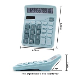 OFFIDIX Standard Function Desktop Calculator Dual Power Electronic Calculator 12 Digit Large LCD Display Calculator (Blue)