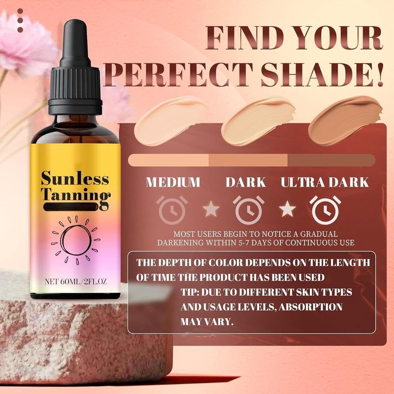 Bräunungstropfen, Sunless Tanning Drops, Bronzing Bräunungsöl Selbstbräuner Tropfen, Tanning Drops