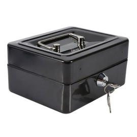 Mini Safe Security Box Household Portable Steel Lockable Cash Money Box (Black)