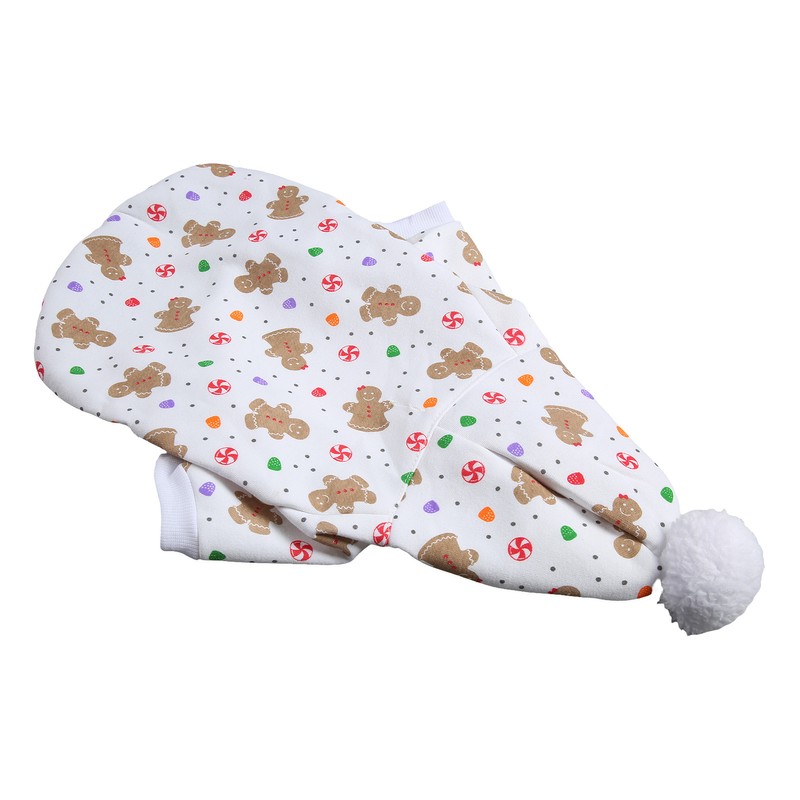 Christmas Dog Hoodie White Background Print Cute Gingerbread Man Dog