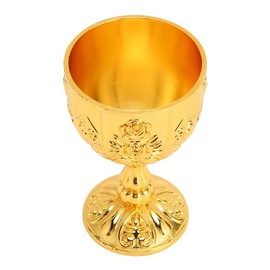Metal Embossed Wine Tumbler Vintage Goblet Wine Goblet Royal Medieval Handmade Small Wine Drinking Cup for Bar Home (Gold)