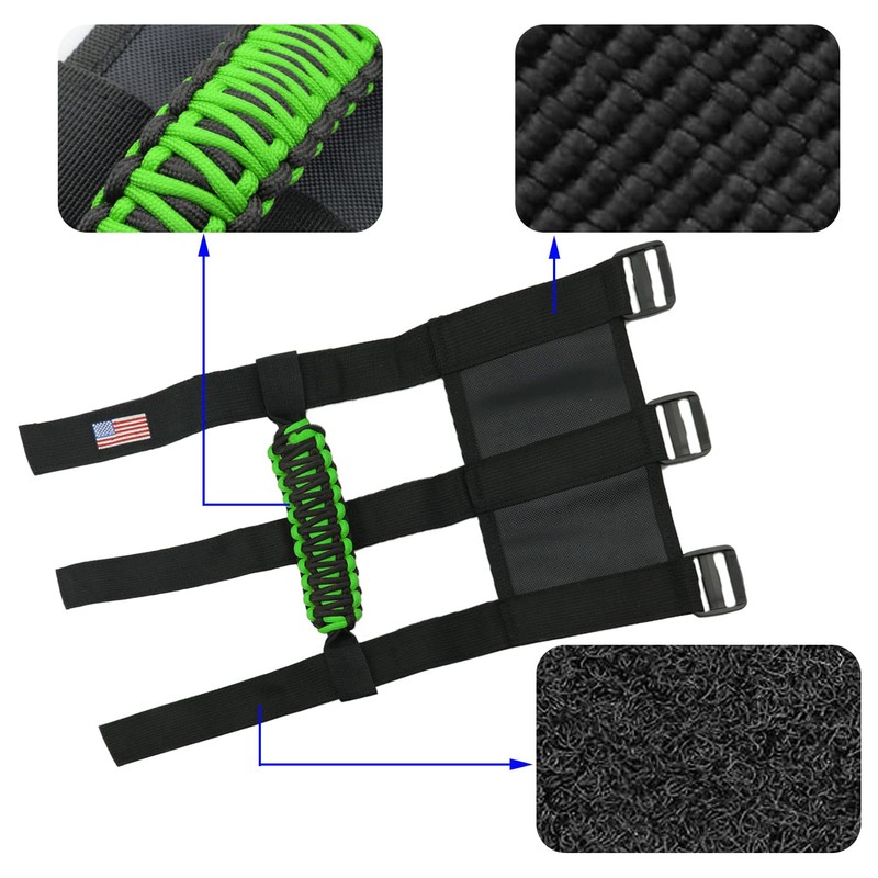 KOHUIPU Roll Bar Grab Handles with US Flag, Paracord Grip