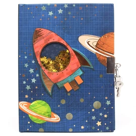 GINMLYDA Boys Diary with Lock for Kids, Spacecraft Diaries 7.1x5.3 inches 160 Pages Cute Boy Journal Secret Notebook with Lock and Key for Little Kid Writing Drawing Gift for Pre school Age 6,8,12