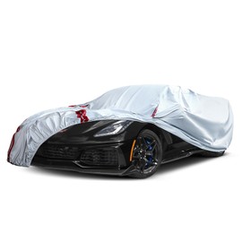 Waterproof Car Covers Replace for 2014–2019 Corvette C7, 6 Layers All Weather Custom-fit Car Cover with Zipper Door & 18 Ponit Windproof Bands for Snow Rain Dust Hail Protection