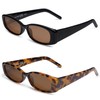 VANLINKER 2 Pack Trendy Small Polarized Rectangle Sunglasses for Women