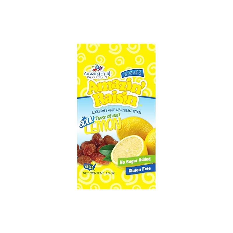 Amazin' Raisin Sour Lemon Flavor Infused Raisins 1.3-ounce Bag (Case