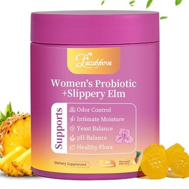 Her Juicy Feminine Probiotics Gummies with Slippery Elm, Tropical Pineapple Flavor | Supports ph Balance for Women, Digestive & Immune Health | 60 Gum