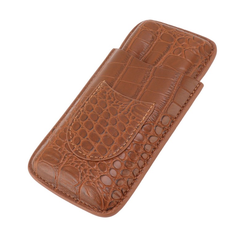 Cigar Holder Case Artificial Leather Portable Durable Elegant 3 Finger