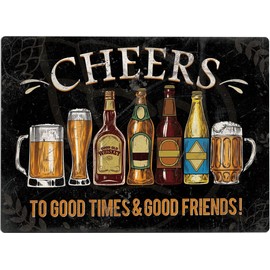 Vintage Metal Tin Sign, Retro Cheers Bar Signs, Man Cave Wall Decor Art Gifts for Men Wall Art Pub Bar Decor 12x8 inches