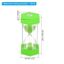PATIKIL 15 Minute Sand Timer, Hexagon Small Sandy Clock with Plastic Cover, Count Down Sand Glass for Games, Kitchen, Party Favors DIY Decoration, Green