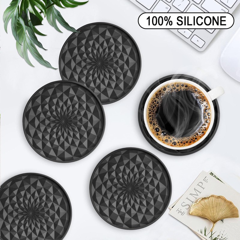 YUGUARD Silicone Coasters [6 Pack] Coasters with Holders - Drink