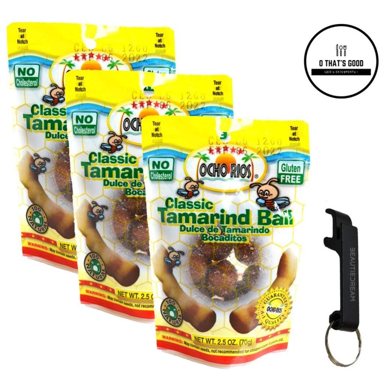 Ocho Rios Tamarind Ball Candy 2.5oz Pack of 3 with