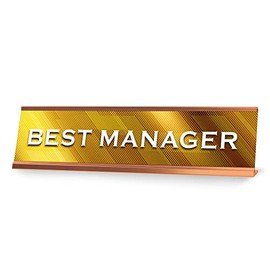 Signs ByLITA Best Manager Silver Frame, Novelty Desk Sign (2x8“)