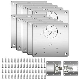 10 Pcs Stainless Steel Hinge Repair Plate, Cabinet Hinge Repair Plate with Hole Bracket, Kitchen Door Hinge Repair Plate with Custom Screws for Kitchen Furniture Wardrobe (10)