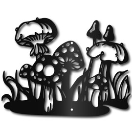 CREATCABIN Mushroom Metal Wall Decor Iron Wall Art Black Hollow Sculpture Metal Wall Art Decor Sign Hanging Decoration for Indoor Outdoor Kitchen Dining Room Living Room Bedroom Dorm Party 12 x 9Inch