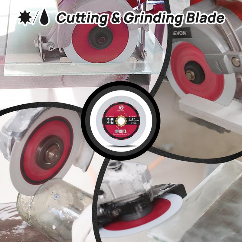 FOCSTOL Diamond Glass Cutting Disc - 3pcs 4.5''(115mm) Diamond Saw