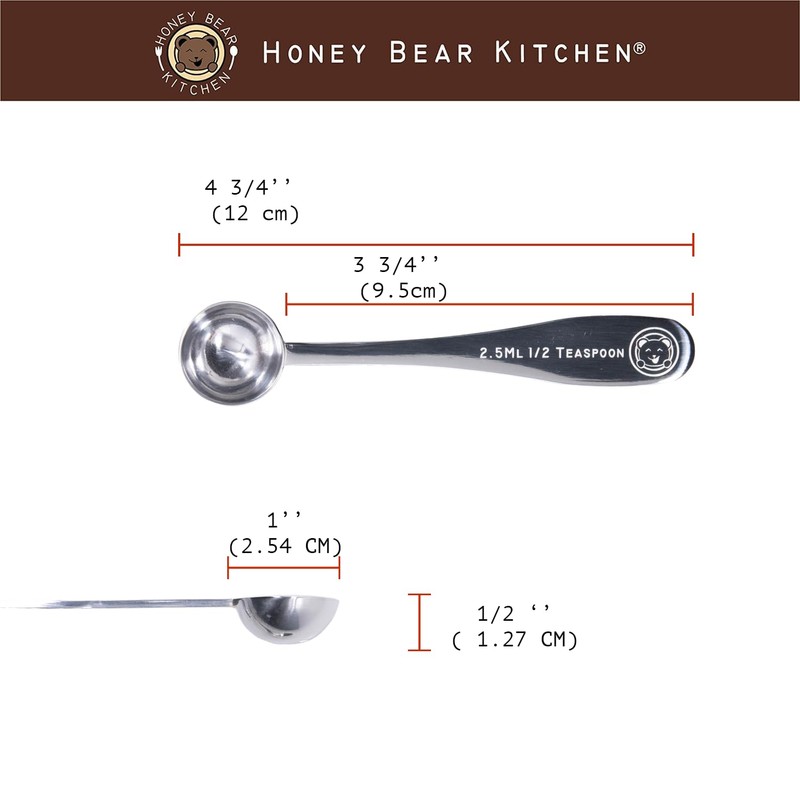 Honey Bear Kitchen 2.5 ml 1/2 Teaspoon Measuring Scoop Spoons,