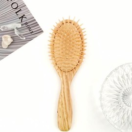 Natural Wood Oval Cushion Brush Large Wood Round Base Hair Care Tool 1 Cushion Brush Big / 자연목 타원 쿠션 브러쉬 대형 목재 원형 베이스 헤어 케어 도구 1 쿠션브러쉬 Big