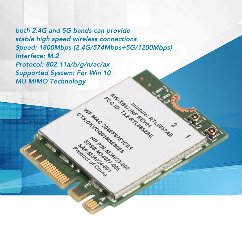 WiFi6 Wireless Card 574Mbps 2.4G 1200Mbps 5Ghz BT5.2 M.2 AC