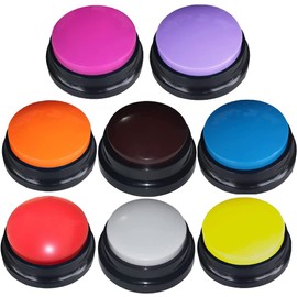 FRQNTKPA 8 Color Voice Recording Button, Dog Buttons for Communication Pet Training Buzzer, 30 Second Record & Playback, Funny Gift for Study Office Home wtih Whire and Coffee