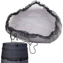 PurYupearl Black Rain Mesh Screen, Rain Water Collection Bucket Netting Cover with Adjustable Drawstring Rainwater Barrel Debris, for Prevents Mosquitoes Leaves Debris Rain Barrels and Accessories