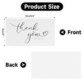 Small Thank You Cards Small Business, 100PCS Metallic Gold Mini Business Thank You Cards 3.5 x 2 Inch Thank You Very Much Cards for Wedding, Baby Shower, Graduation, Bridal Shower, Funeral (White)