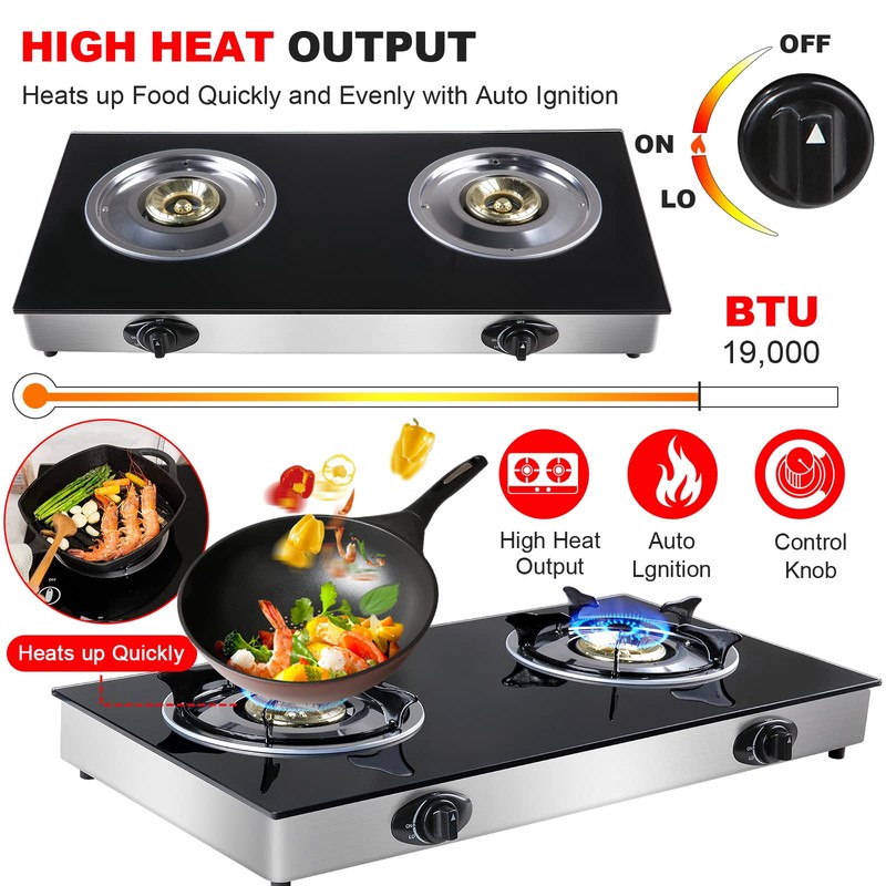 forimo Propane Gas Cooktop 2 Burners Gas Stove portable gas