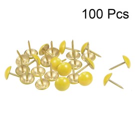 uxcell Upholstery Nails Tacks 11mm Dia Yellow Round Head 17mm Length Thumb Push Pins for Furniture Sofa Headboards, 100 Pcs