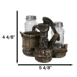 Ebros Gift Old Fashioned Water Pump With Horseshoes By Barrels Salt Pepper Shakers Set