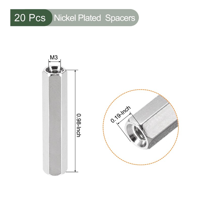 YOKIVE 20pcs M3 Spacers Brass Hex PCB Standoff Nut Height