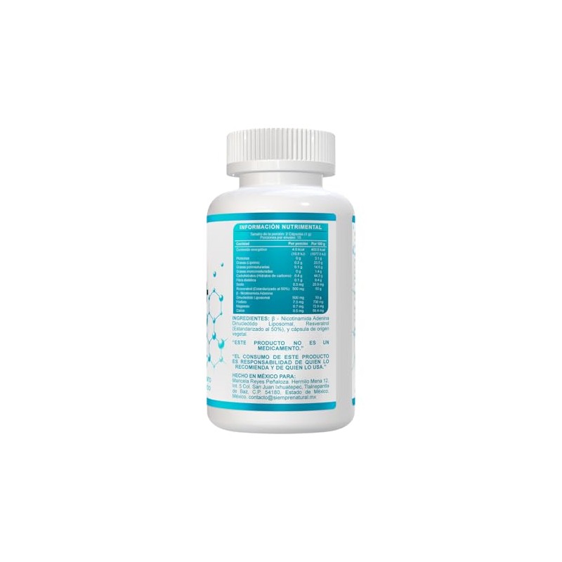 NAD+ Resveratrol de Vitamin Center Frasco con 30 cápsulas de