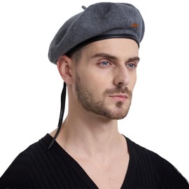 JH JOEJERRY Cotton French Beret Hat for Women Military Style Berets Cap for Men Casual Beanie Grey
