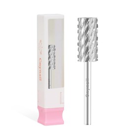 3/32" Large Barrel Bit Tungsten Carbide Nail Drill Bit Safety Bit for Gel & Acrylic Removal, 2- Way Rotating Efile Tip, Salon Electric File Accessory (3XC Girt, Silver)