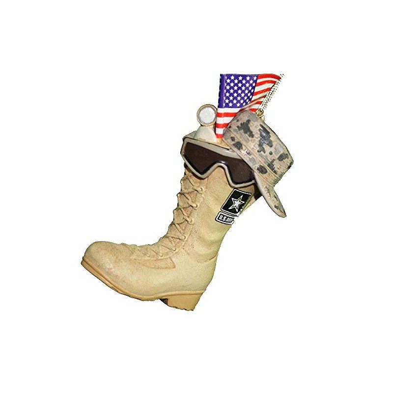 Kurt Adler U.S. Army Boot with U.S.A Flag and Icons