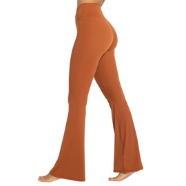 Sunzel Flare Leggings, Crossover Yoga Pants with Tummy Control, High Waisted and Wide Leg, No Front Seam Caramel Cafe X-Small 32" Inseam