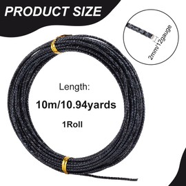 BENECREAT 32.8 Feet 12 Gauge Black Textured Aluminum Wire, Diamond Cut Round Aluminum Craft Wire for Ornaments Making and Other Jewelry Craft Work