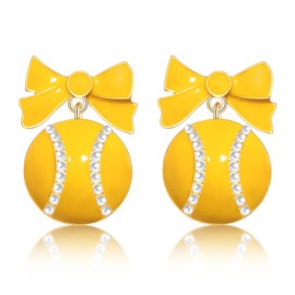 Football Earrings for Women Game Day Earrings Football Softball Drop Dangle Earrings Enamel Sport Earrings Game Day Outfits Team Spirit Accessories Football Jewelry Gifts (Style A)