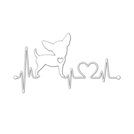 [JASDESIGN] Dog Sticker Sticker Chihuahua Sideways Heart Dog Dog Dog Car Motorcycle Decal JM-144 (White Silver, 1)