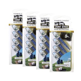 Yankee Candle Car Freshener 4-Packs with 4 Car Vent Sticks (Total 16 Sticks) (Clean Cotton)