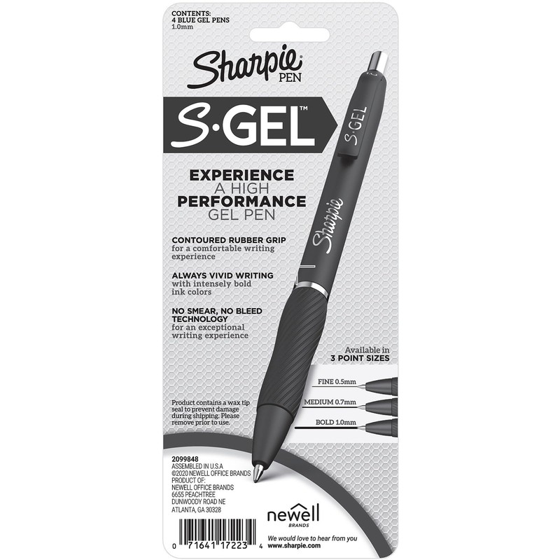Sharpie® S Gel Pens, Medium Point, 1.0 mm, Black Barrel,