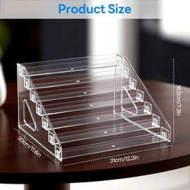 YFwudone 4 Pack 7 Tier Acrylic Card Display Stand with Clip-On Design for Trading, Graded, PSA, Baseball, Sports Cards & Business Cards