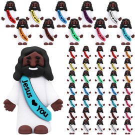 Bememo 50 Pcs Mini Black Jesus Little Black Jesus Tiny Jesus Bulk to Hide and Seek Religious Party Favors Sunday School Gifts