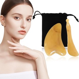 EAVUYIS 2 Stück Gua Sha Stein,Guasha Massage Tool, Gua Sha Stein für Kieferformung & Schwellungsreduktion, Hautpflege Geschenk