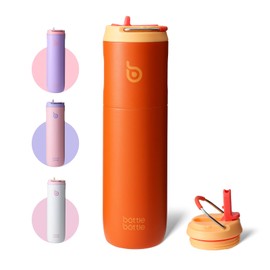 Bottle Bottle Insulated Water Bottle 700ml(24oz) with Straw and Lid Stainless Steel Sports Travel Gym Water Bottles Metal Drink Flask with Handle for Man and Women (Orange)