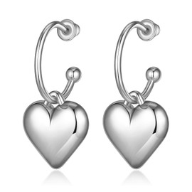 IOXXL Heart Huggie Hoop Earrings for Women Trendy Statement Heart Shaped Hoop Earring (05-C Heart)