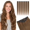 Elailite Real Hair Extensions Clip In Human Hair Remy Brown