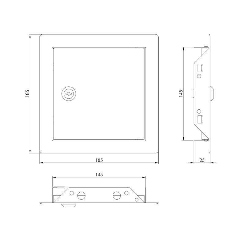 150x150mm / 6x6 inch White Metal Access Panel with Key