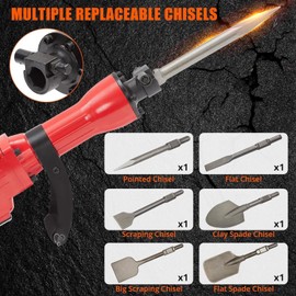 ExploreHorizon 2200W Demolition Electric Jack Hammer Power Drill Concrete Breaker Bar Point & Bits Set Brick & Masonry Power Tool Kit with 6 Chisels Bits