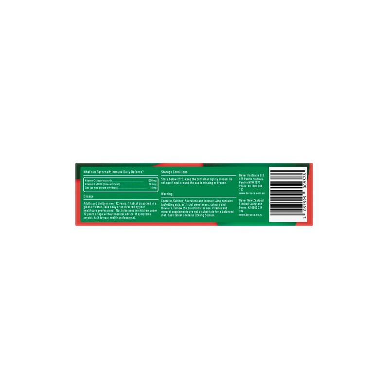 Berocca Immune Daily Defence Vitamin C, D and Zinc, Orange